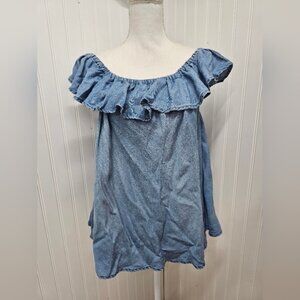 Denim Off-Shoulder Top Velvet Heart L